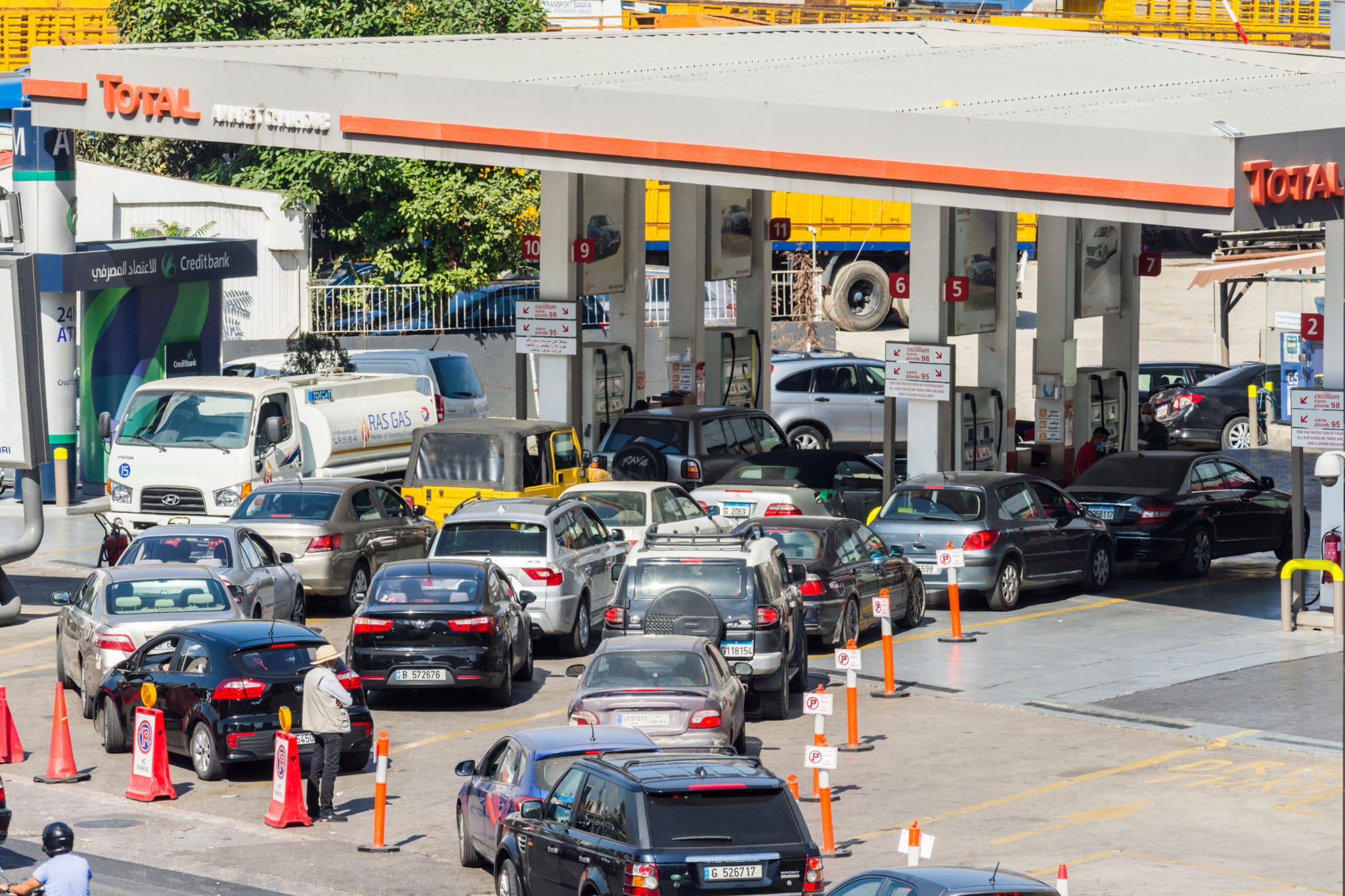 Beirut,,Lebanon,-,06.16.2021:,Lebanese,Drivers,Queue,At,Gas,Stations