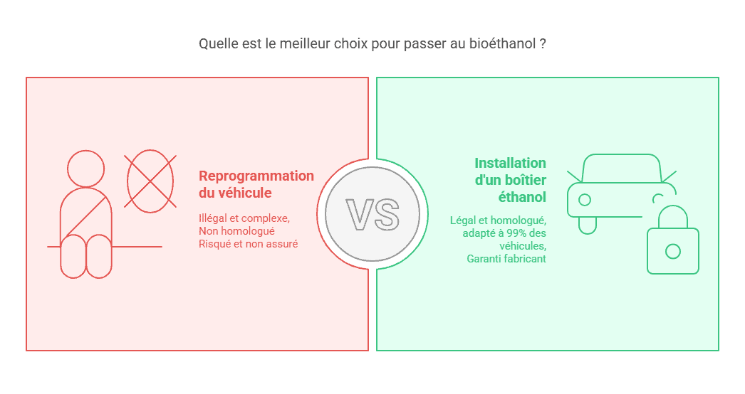 Quelle est le meilleur choix pour passer au bioéthanol ? Choix entre kit E85 homologué et reprogrammation ethanol